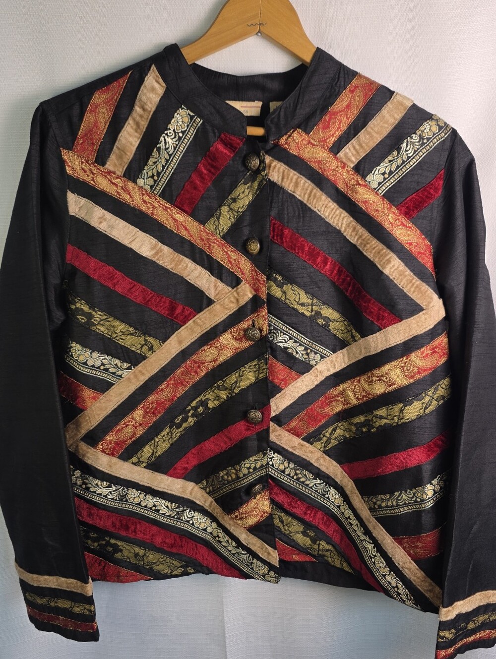 Choices Black Red Gold Jacket Metallic Embroidered Details